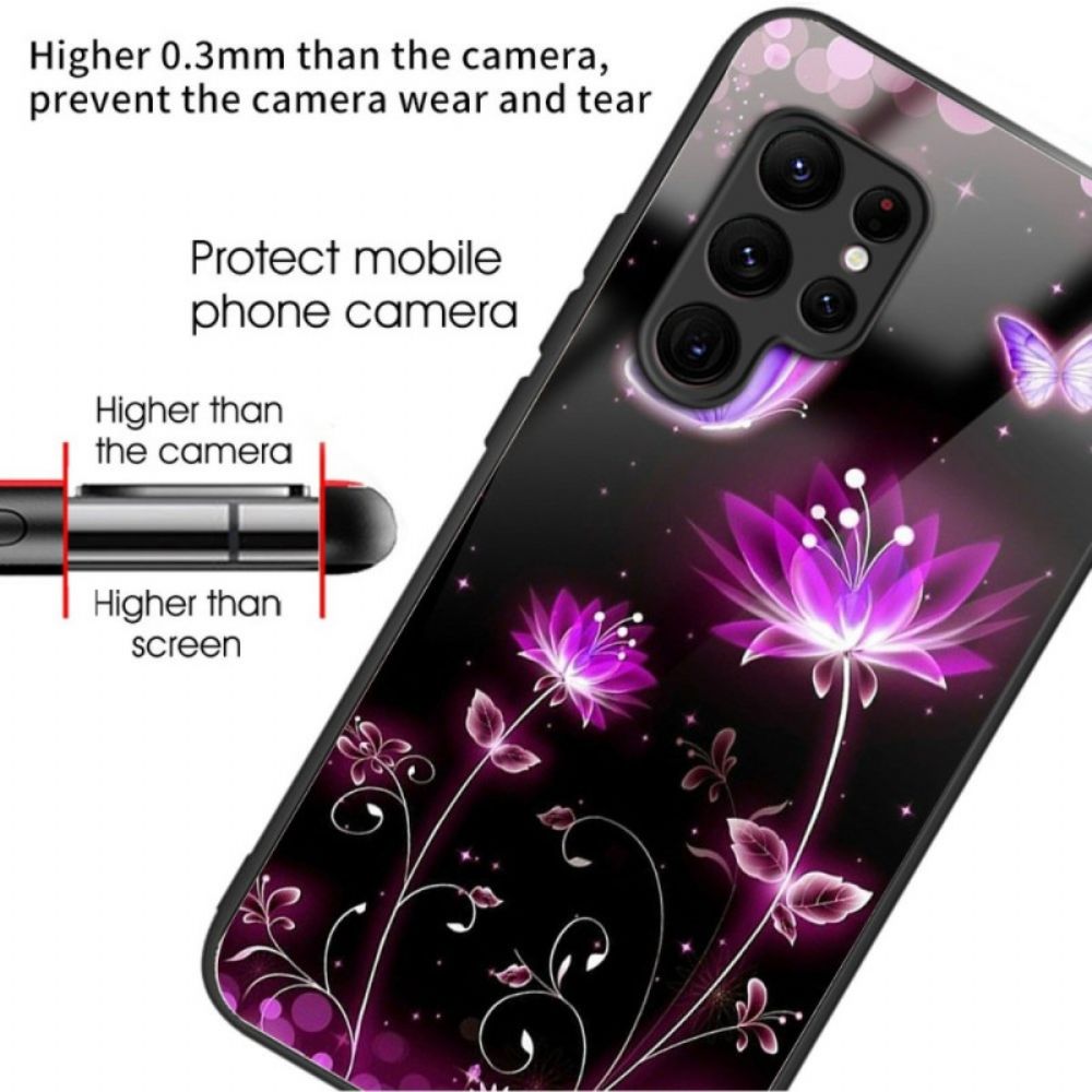 Hoesje Voor Samsung Galaxy S25 Ultra 5g Bloemen En Vlinders Van Gehard Glas