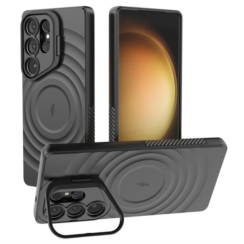 Hoesje Voor Samsung Galaxy S25 Ultra 5g Magsafe-compatibel Golvend Ontwerp Met Standaard