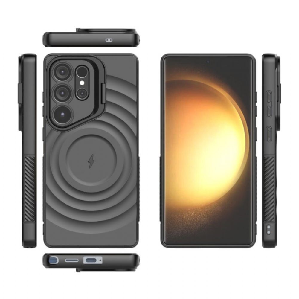 Hoesje Voor Samsung Galaxy S25 Ultra 5g Magsafe-compatibel Golvend Ontwerp Met Standaard