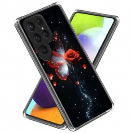 Hoesje Voor Samsung Galaxy S25 Ultra 5g Vlinder En Roos