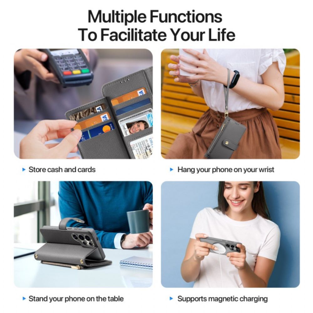 Leren Hoesje Samsung Galaxy S25 Ultra 5g Afneembare Lawa-serie Dux Ducis-hoes Bescherming Hoesje