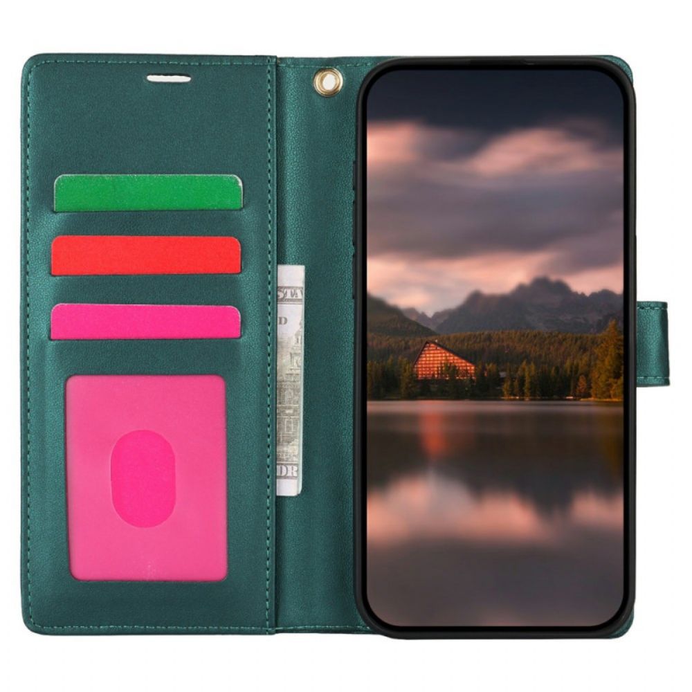 Leren Hoesje Samsung Galaxy S25 Ultra 5g Bloemenprint Met Bandje