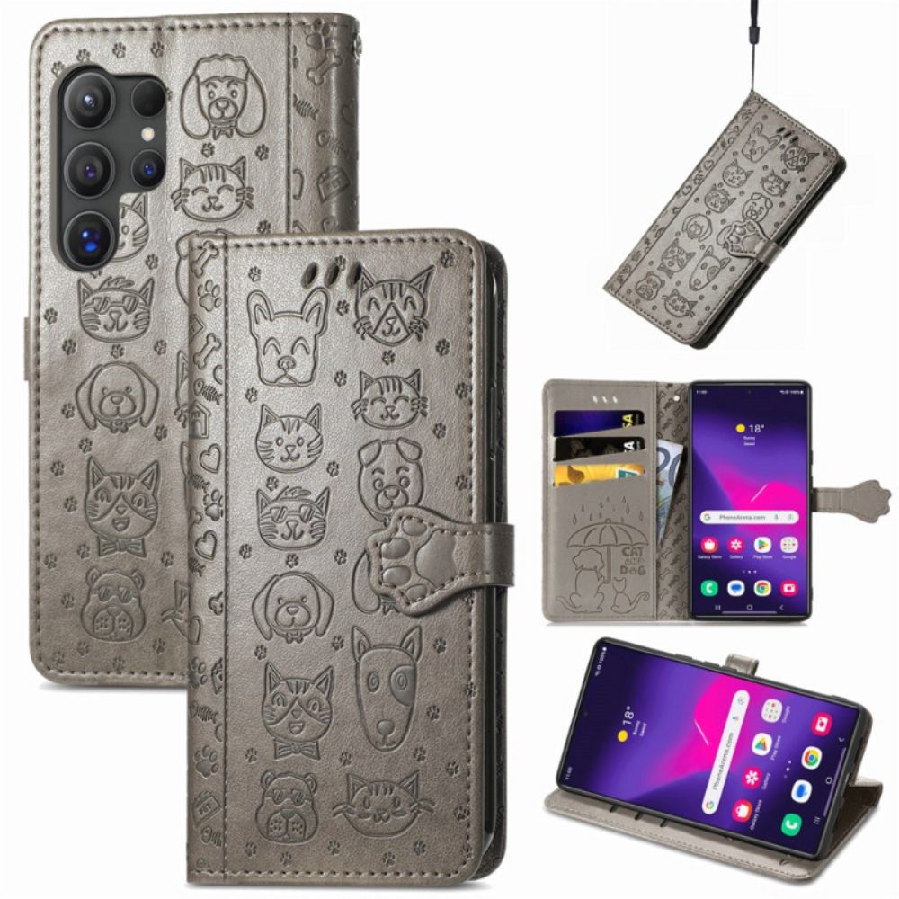 Leren Hoesje Samsung Galaxy S25 Ultra 5g Geanimeerde Dieren