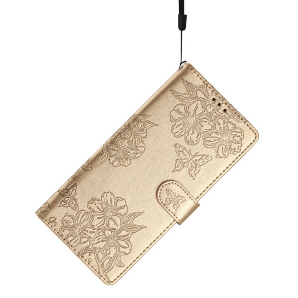 Leren Hoesje Samsung Galaxy S25 Ultra 5g Kersenbloesems Bescherming Hoesje