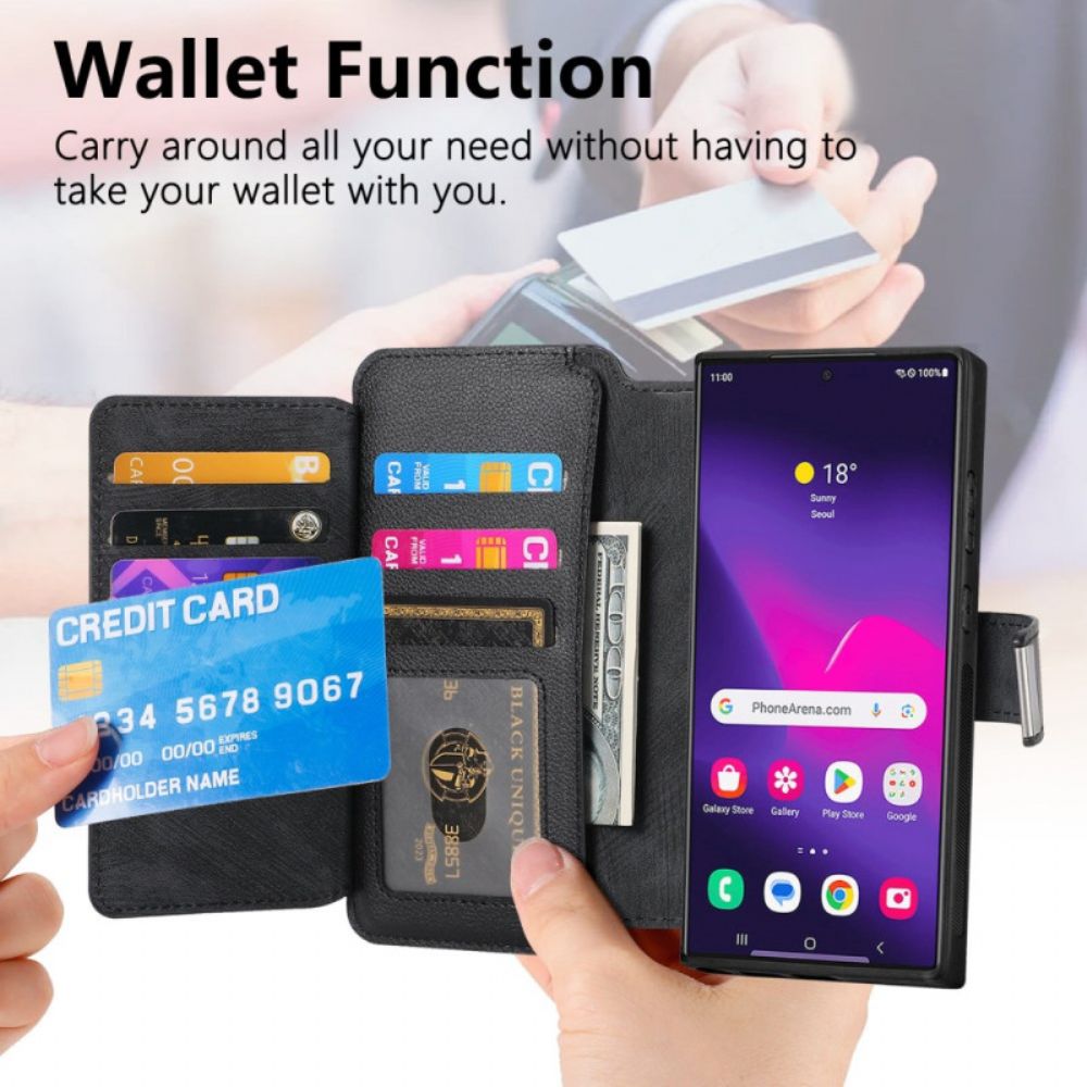 Leren Hoesje Samsung Galaxy S25 Ultra 5g Magnetische Hoes Afneembaar Bescherming Hoesje