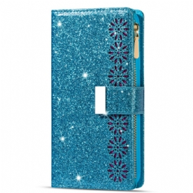 Leren Hoesje Samsung Galaxy S25 Ultra 5g Pailletten Met Zilveren Sluiting Bescherming Hoesje