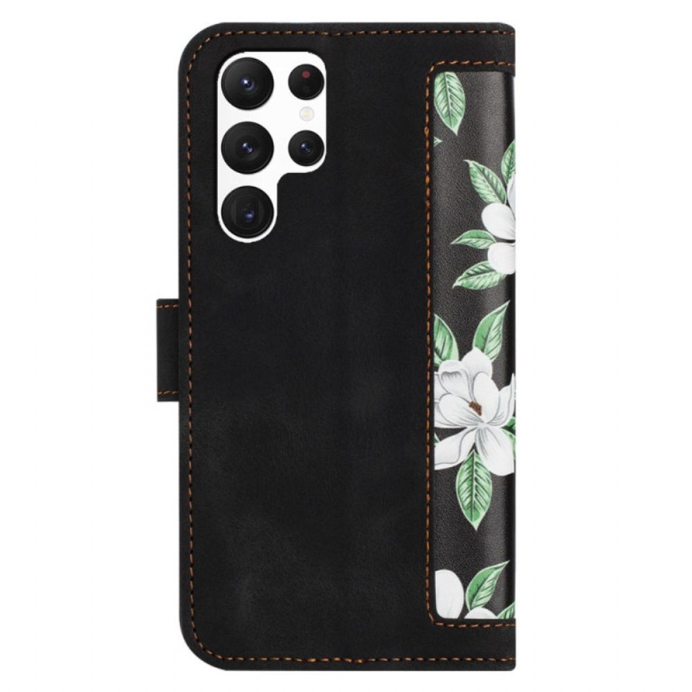 Leren Hoesje Samsung Galaxy S25 Ultra 5g Portemonnee Met Bloemenprint Bescherming Hoesje