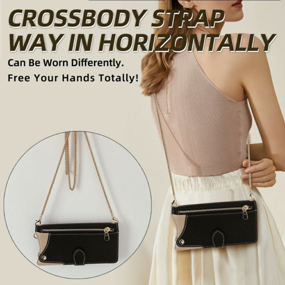 Leren Hoesje Samsung Galaxy S25 Ultra 5g Portemonnee Met Ketting Bescherming Hoesje