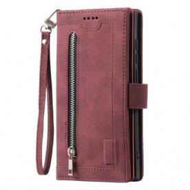 Leren Hoesje Samsung Galaxy S25 Ultra 5g Portemonnee Met Rits Bescherming Hoesje