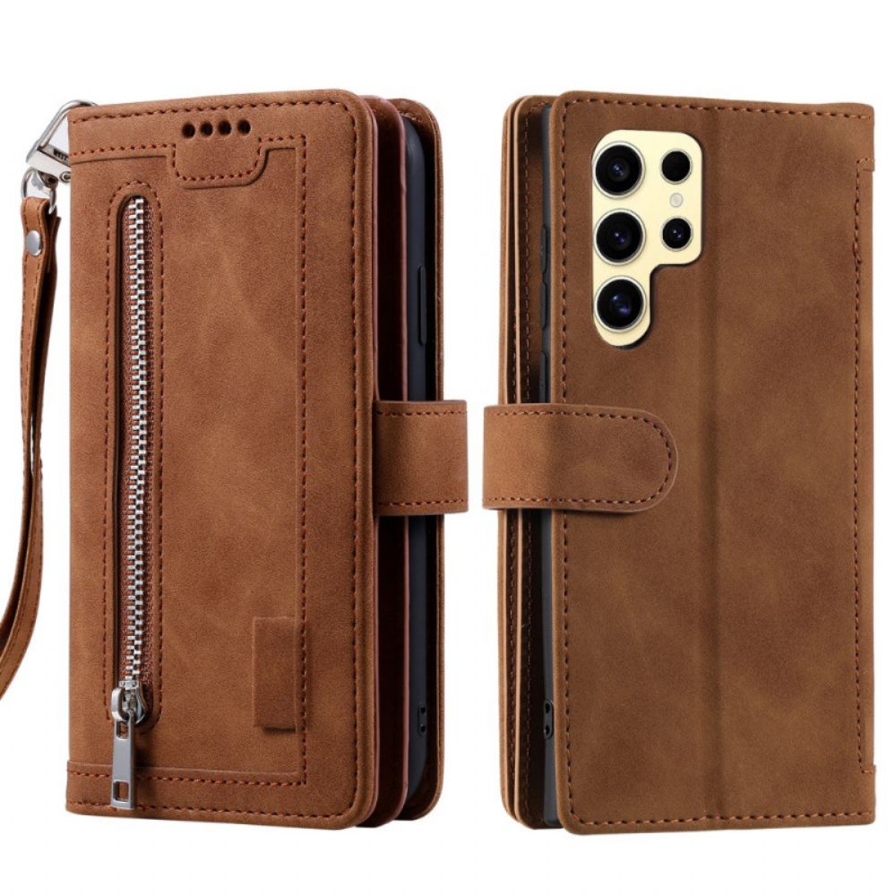 Leren Hoesje Samsung Galaxy S25 Ultra 5g Portemonnee Met Rits Bescherming Hoesje