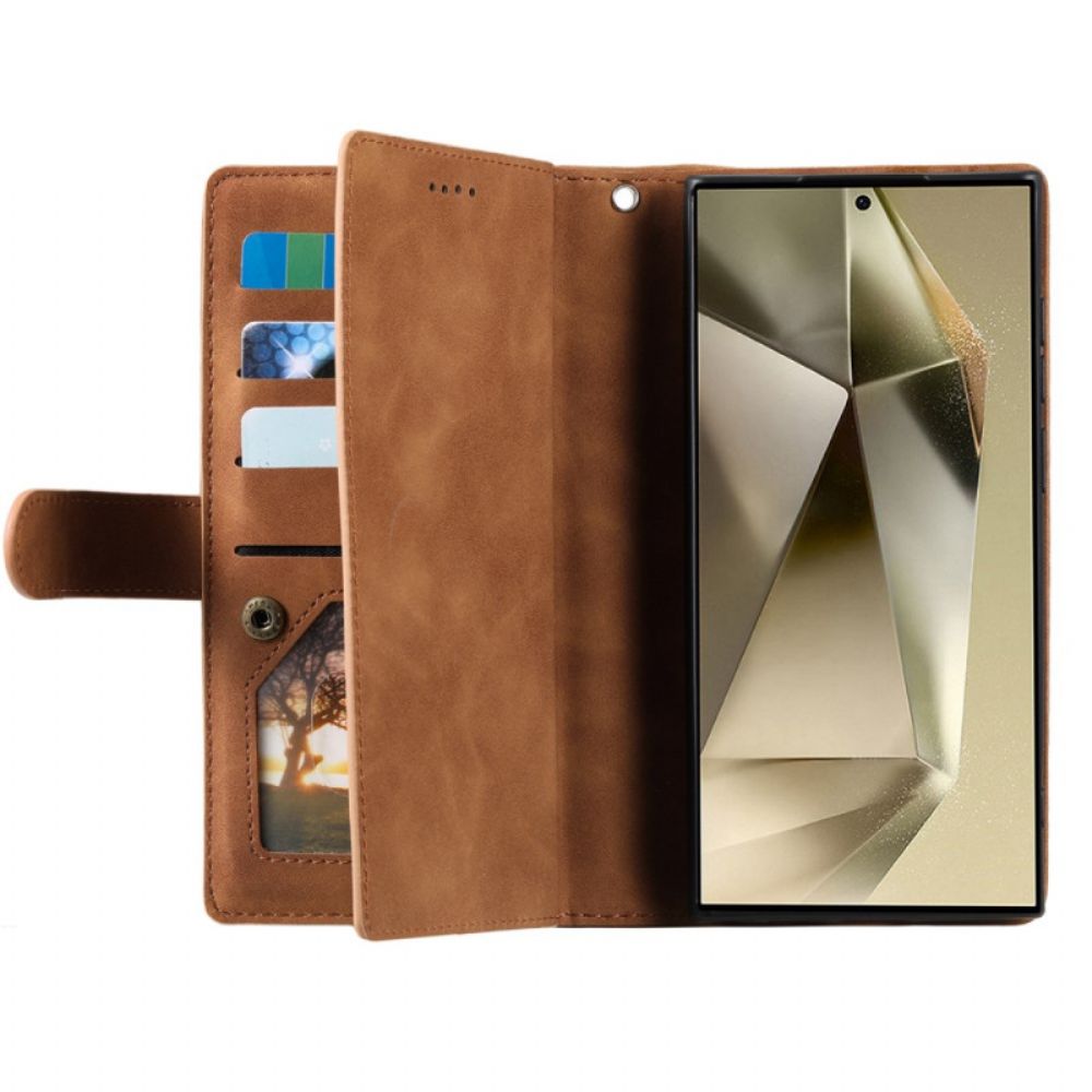 Leren Hoesje Samsung Galaxy S25 Ultra 5g Portemonnee Met Rits Bescherming Hoesje