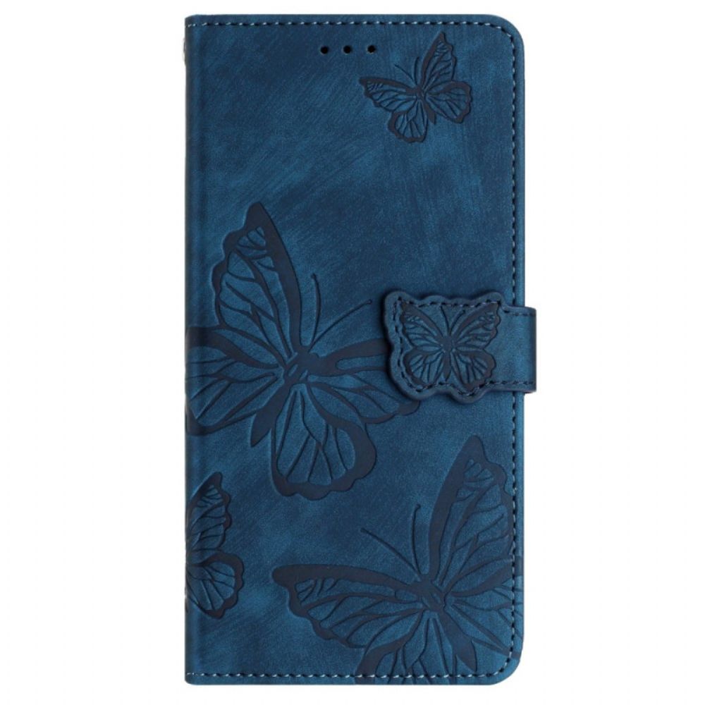 Leren Hoesje Samsung Galaxy S25 Ultra 5g Vlinders Met Suède-effect Bescherming Hoesje