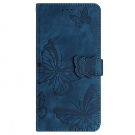 Leren Hoesje Samsung Galaxy S25 Ultra 5g Vlinders Met Suède-effect Bescherming Hoesje