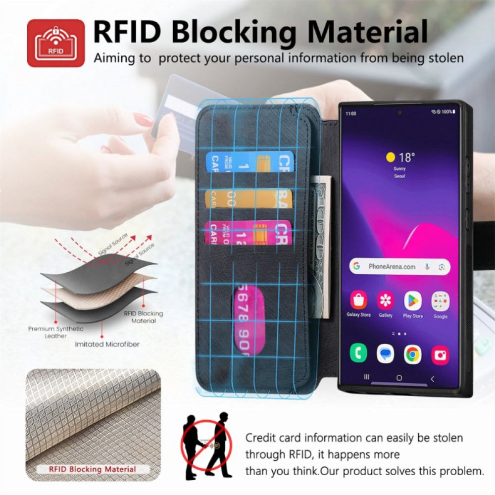 Leren Hoesje Voor Samsung Galaxy S25 Ultra 5g Afneembaar Magnetisch Rfid-hoesje
