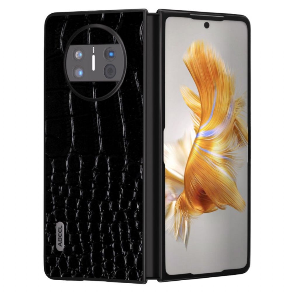 Cover Hoesje Huawei Mate X3 Telefoonhoesje Echt Krokodillenleerstijl Abeel