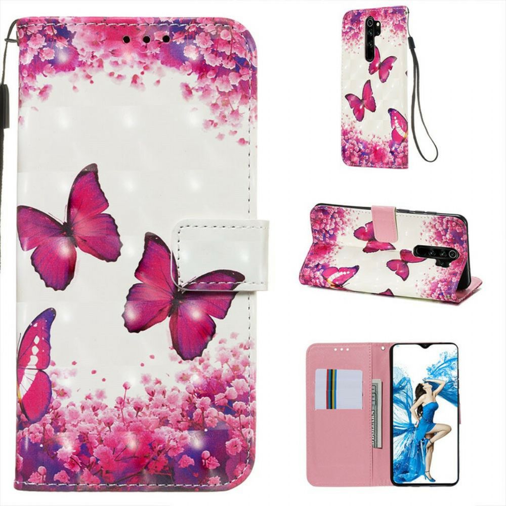 Folio-hoesje voor Xiaomi Redmi Note 8 Pro Rode Vlinders