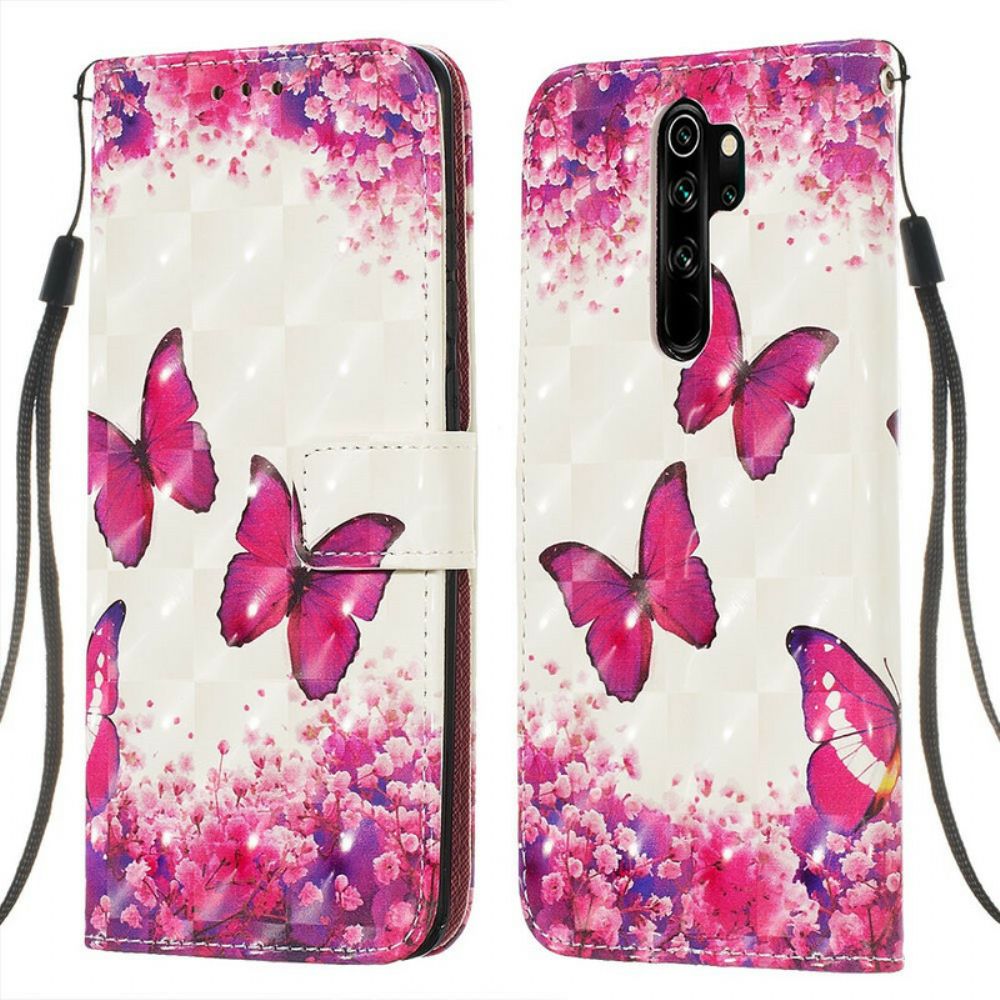 Folio-hoesje voor Xiaomi Redmi Note 8 Pro Rode Vlinders