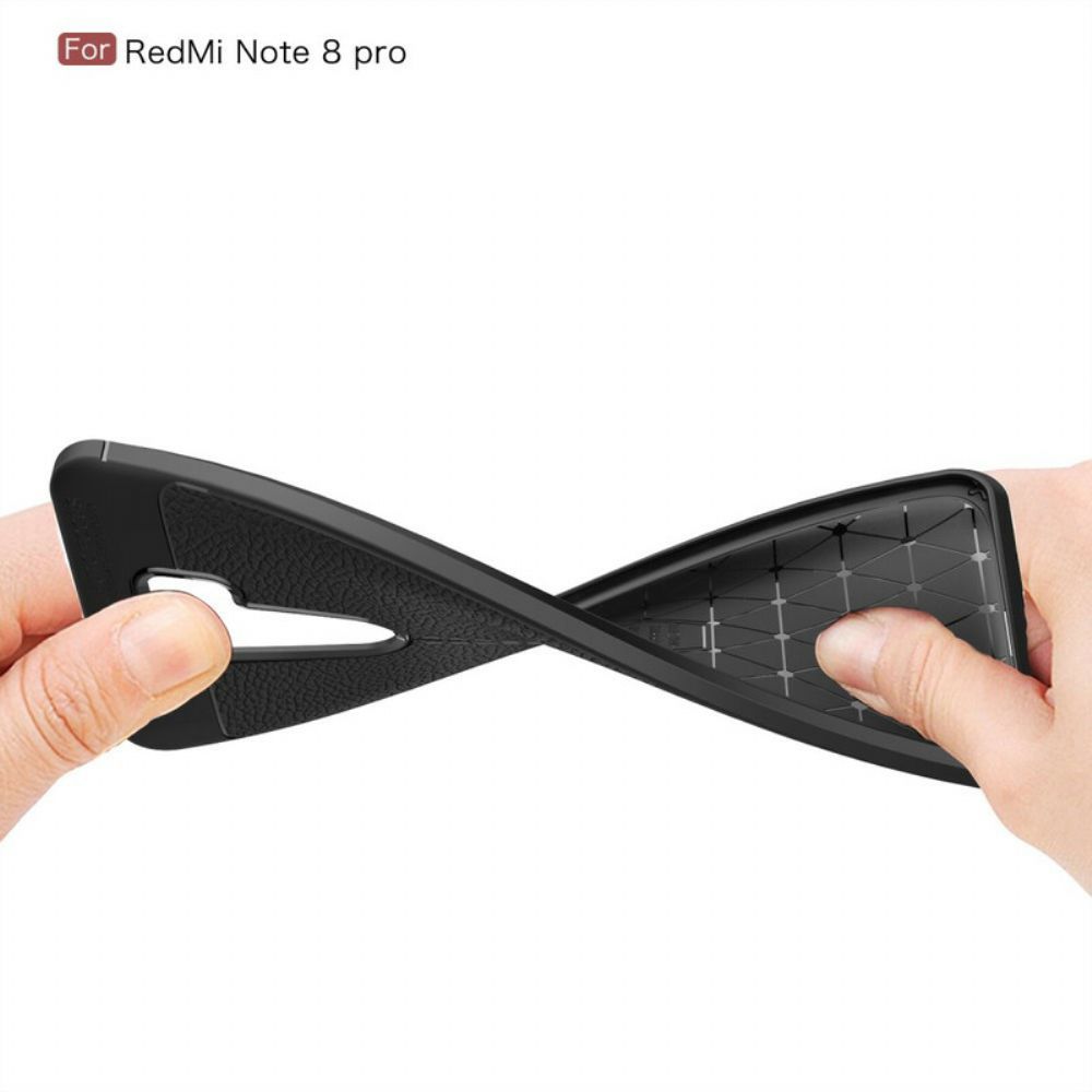 Hoesje voor Xiaomi Redmi Note 8 Pro Dubbele Lijn Litchi Leder Effect