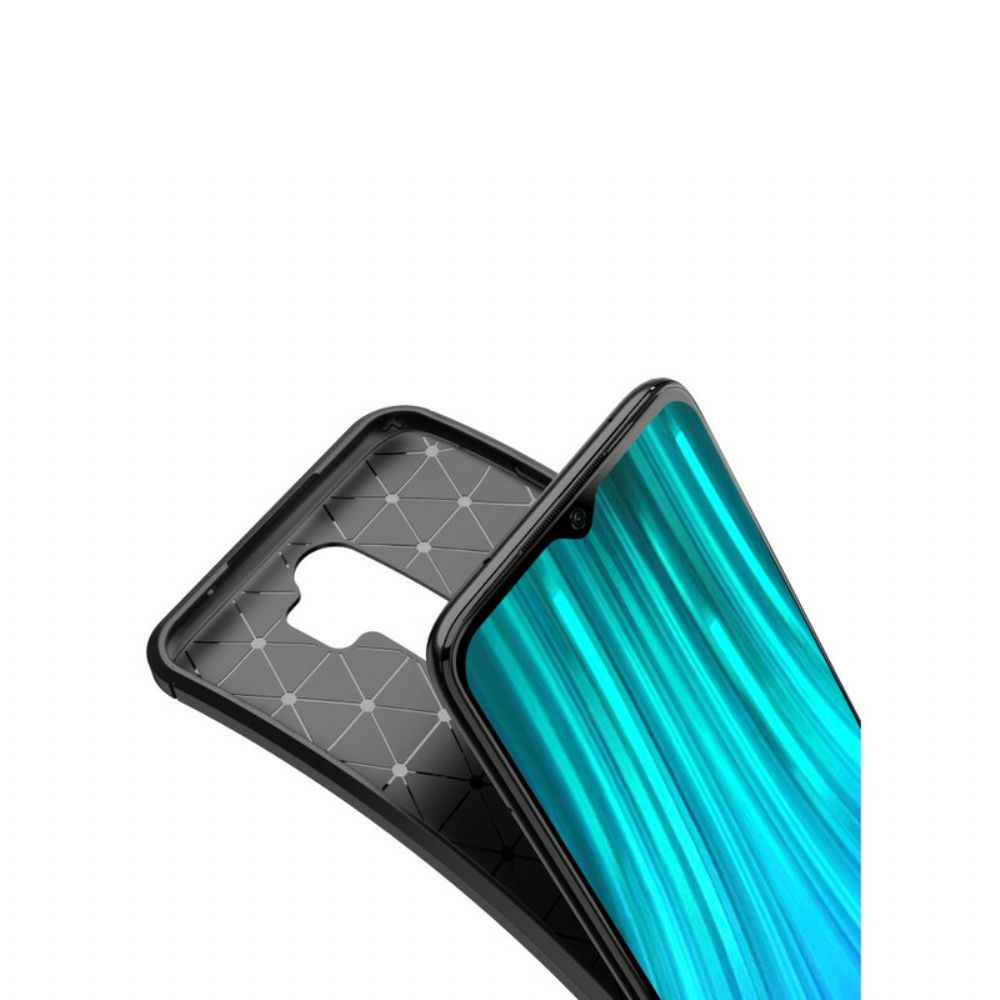 Hoesje voor Xiaomi Redmi Note 8 Pro Flexibele Koolstofvezeltextuur