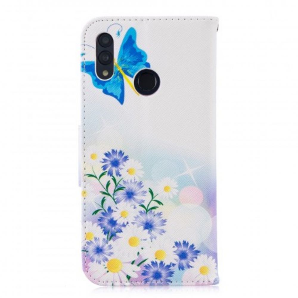 Folio-hoesje voor Huawei P Smart 2019 / Honor 10 Lite Geschilderde Vlinders En Bloemen
