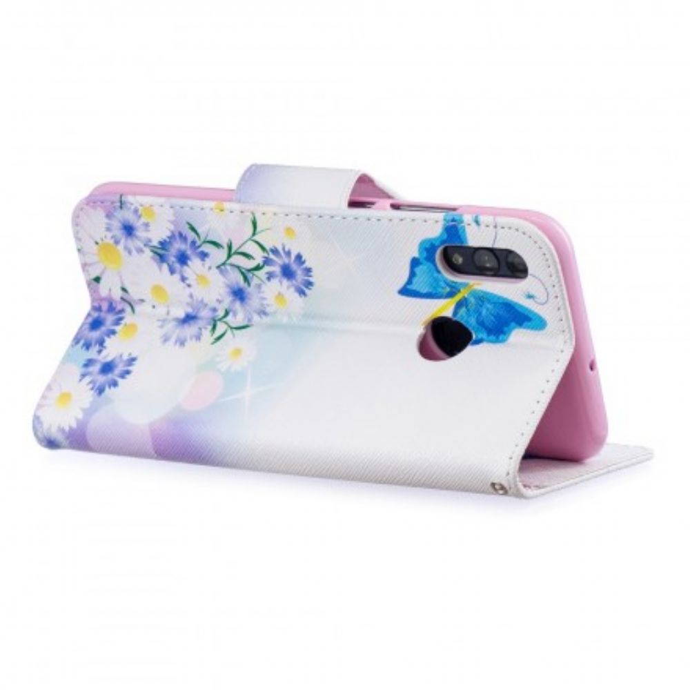 Folio-hoesje voor Huawei P Smart 2019 / Honor 10 Lite Geschilderde Vlinders En Bloemen
