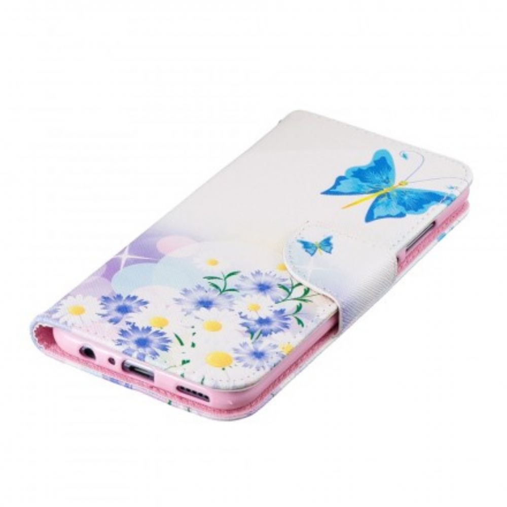 Folio-hoesje voor Huawei P Smart 2019 / Honor 10 Lite Geschilderde Vlinders En Bloemen