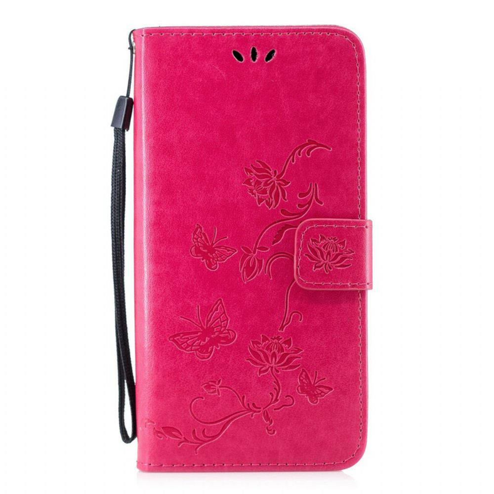 Folio-hoesje voor Huawei P Smart 2019 / Honor 10 Lite Met Ketting Thong Vlinders En Bloemen