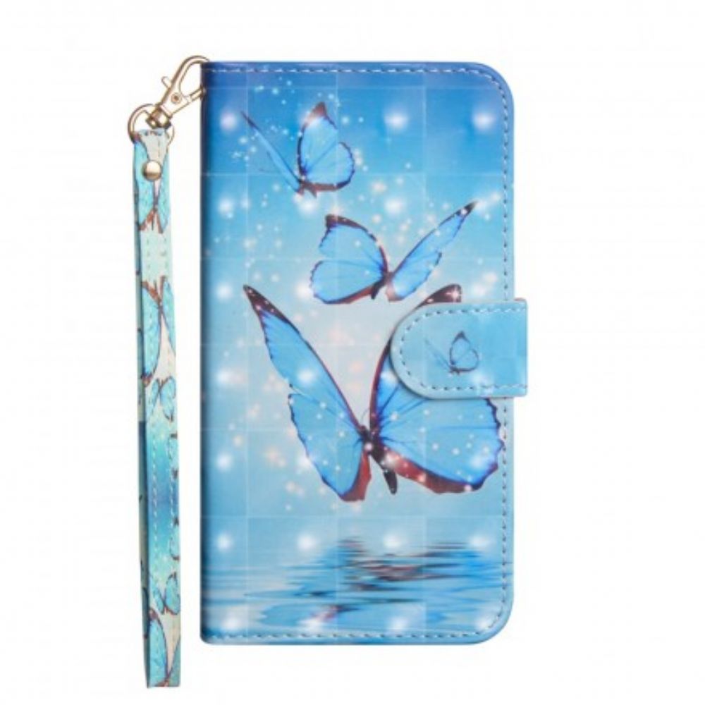 Leren Hoesje voor Huawei P Smart 2019 / Honor 10 Lite Vliegende Blauwe Vlinders
