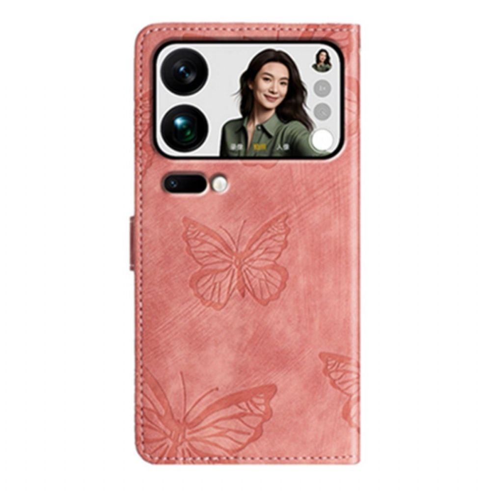 Bescherming Hoesje Xiaomi 17 Pro Suède-effect Vlinderontwerp