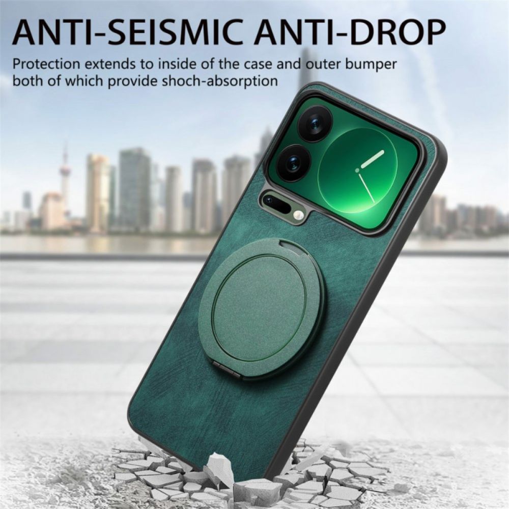 Cover Hoesje Xiaomi 17 Pro Telefoonhoesje Draaibare Standaard Retro Ledertextuur