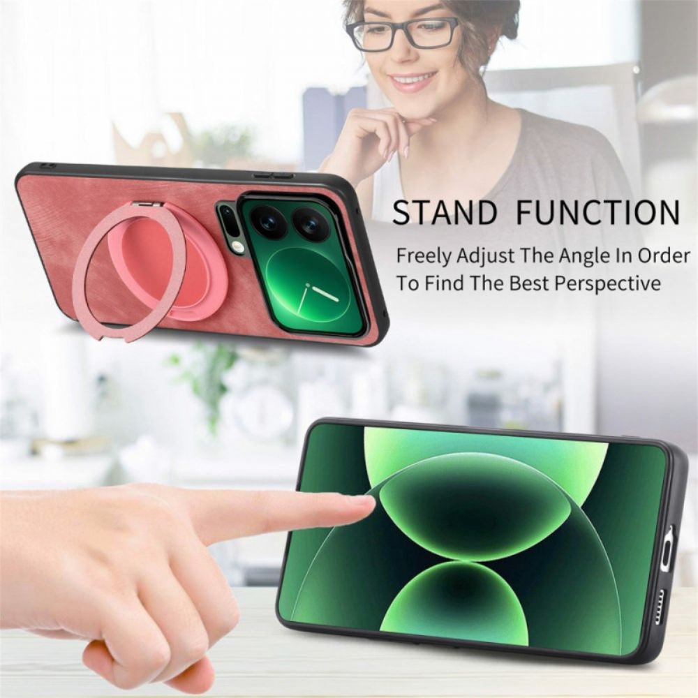 Cover Hoesje Xiaomi 17 Pro Telefoonhoesje Draaibare Standaard Retro Ledertextuur