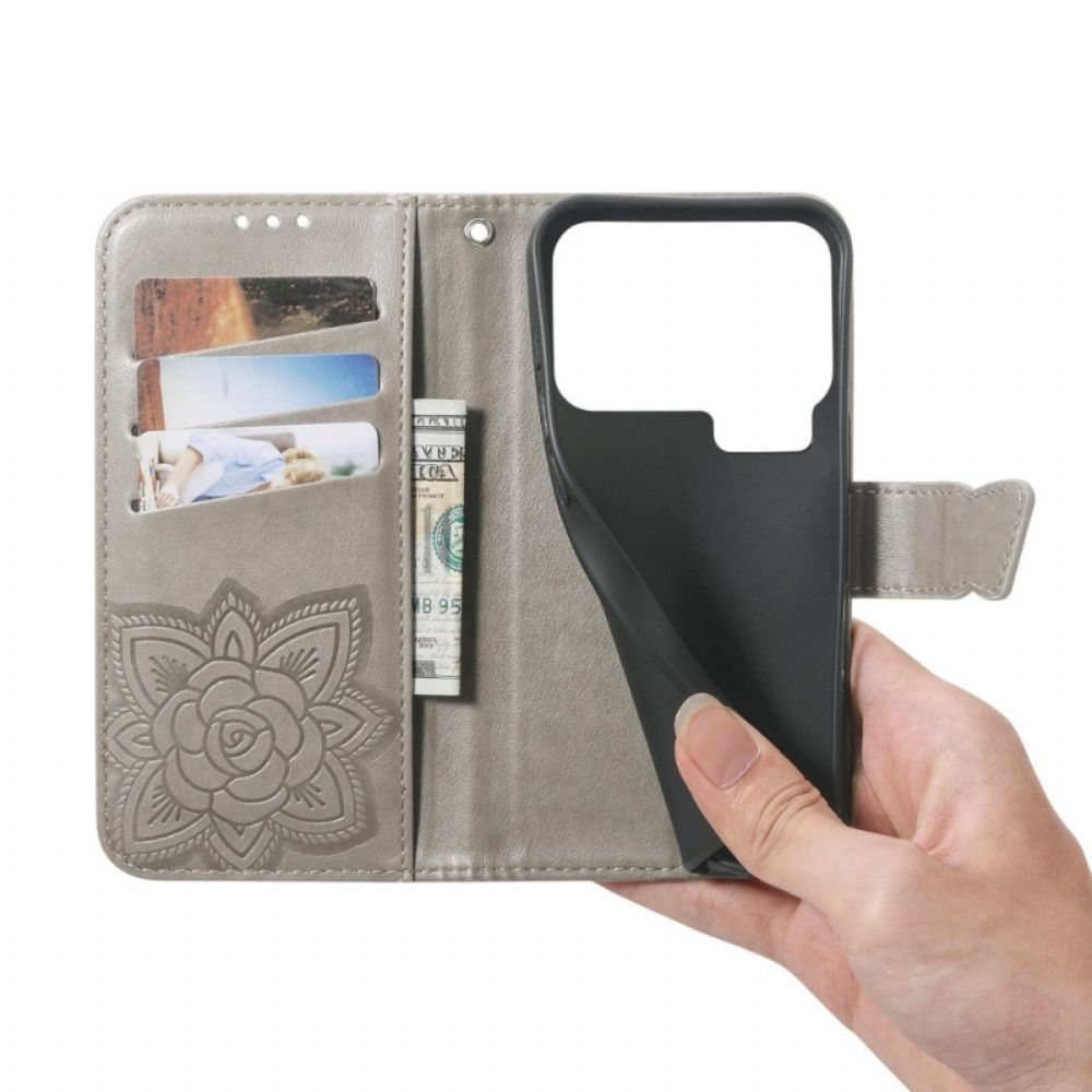 Folio-hoesje Xiaomi 17 Pro Telefoonhoesje 3d-vlinder En Strass-steentjes