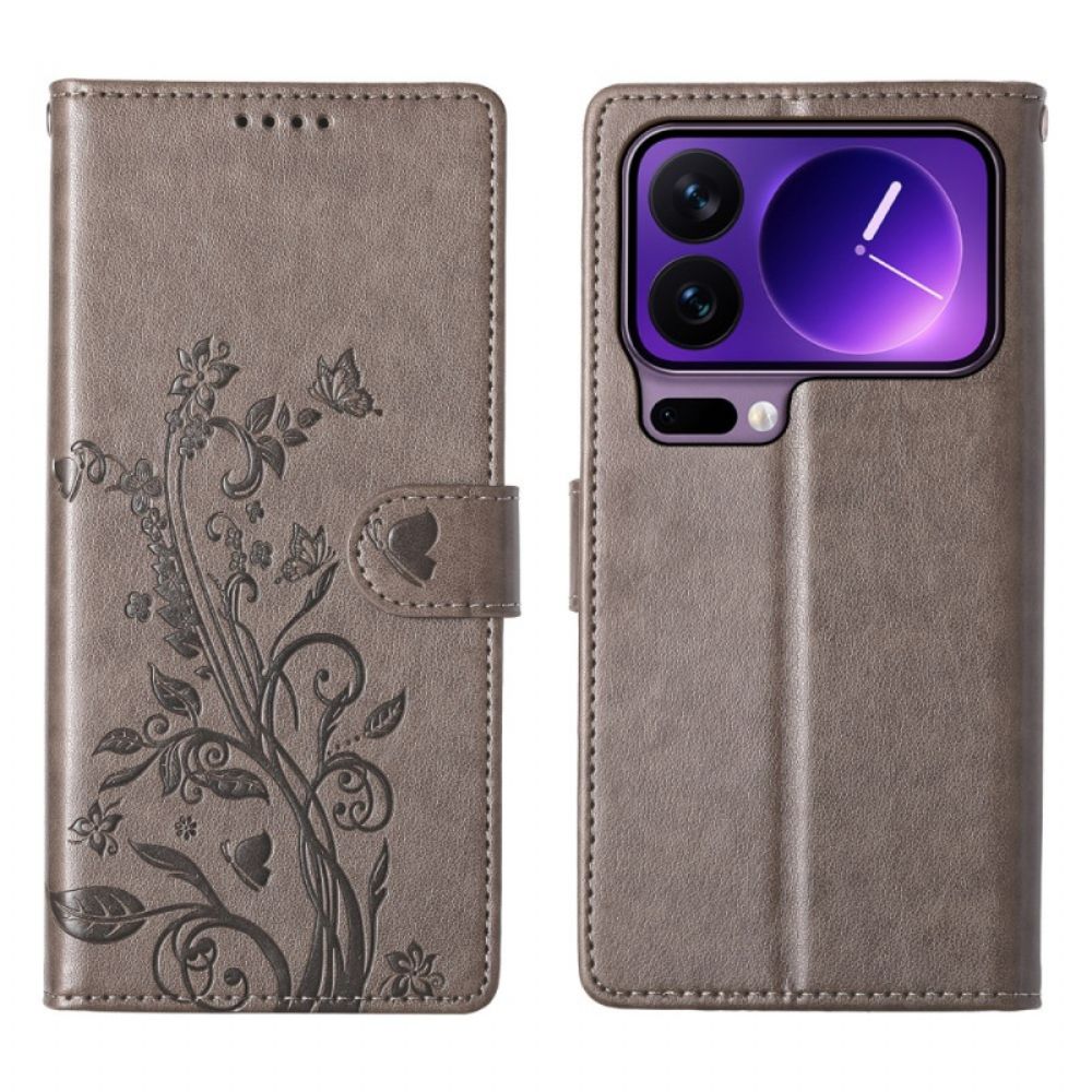 Folio-hoesje Xiaomi 17 Pro Telefoonhoesje Bloemen- En Vlinderpatroon