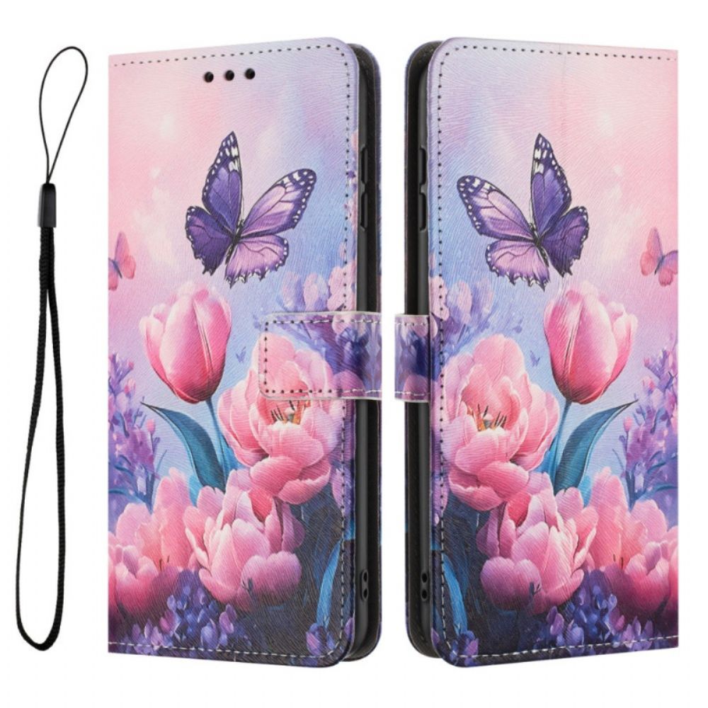 Folio-hoesje Xiaomi 17 Pro Telefoonhoesje Vlinders En Roze Bloemen