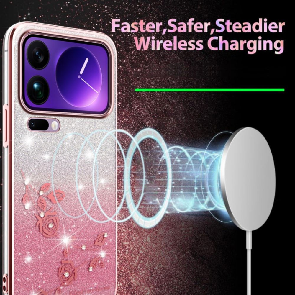 Hoesje Voor Xiaomi 17 Pro Bloemen En Strass-steentjes