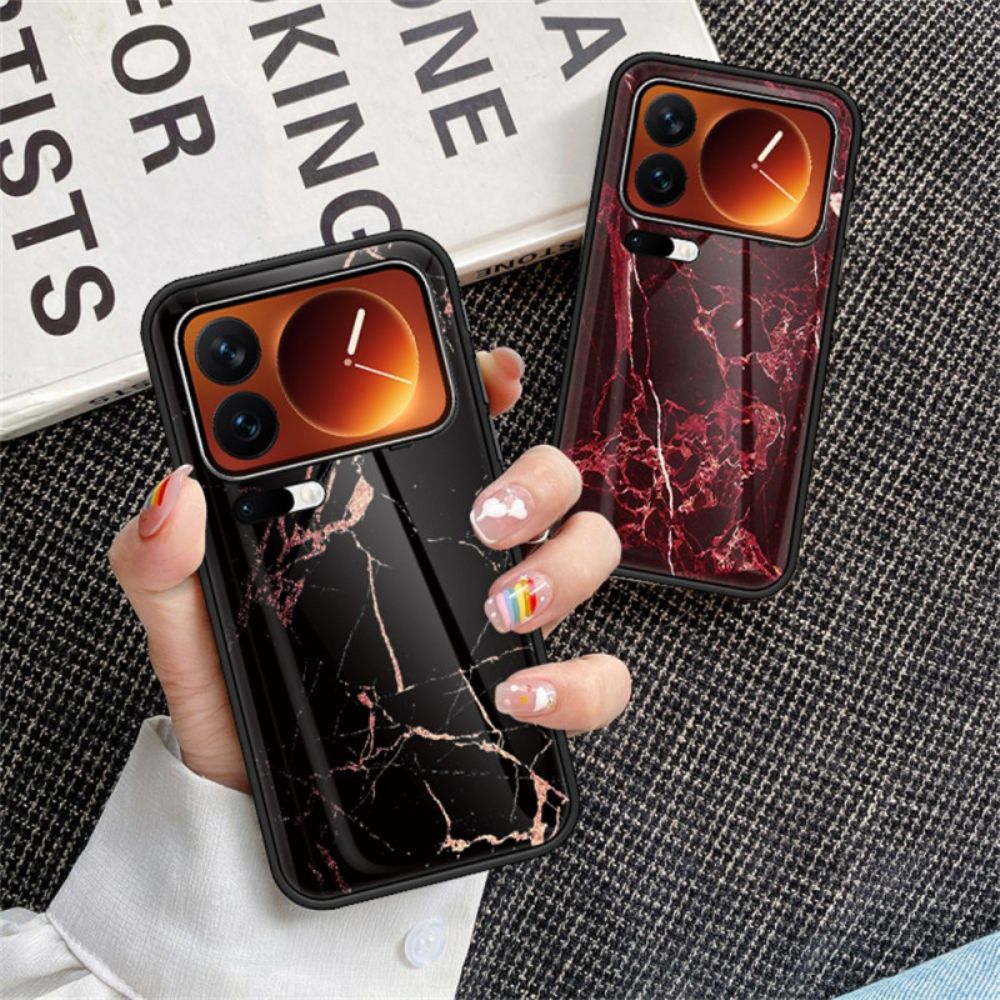 Hoesje Xiaomi 17 Pro Marmerpatroon Van Gehard Glas