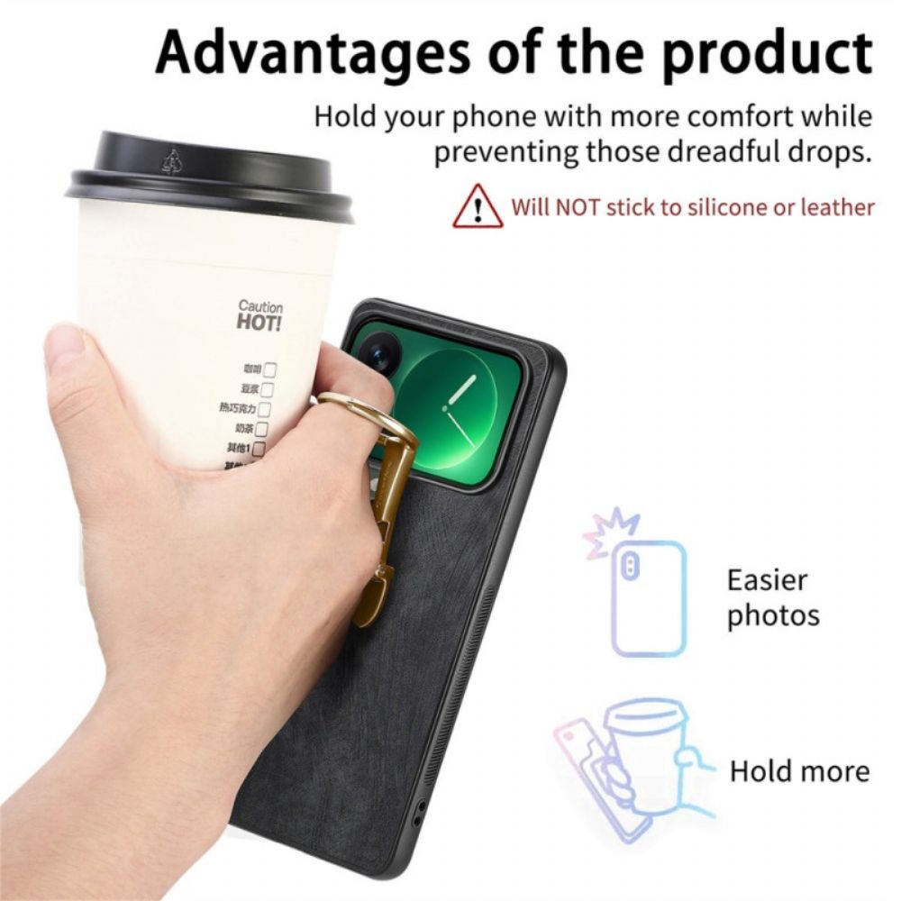 Hoesje Xiaomi 17 Pro Opvouwbare Standaard Met Retro Textuur Caseneo