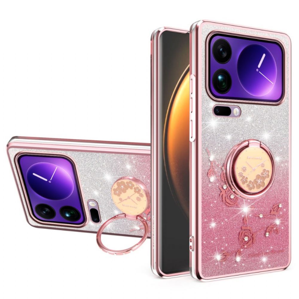Hoesje Xiaomi 17 Pro Ringstandaard Met Strass-steentjes
