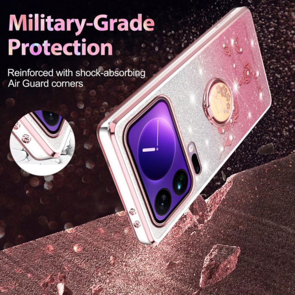 Hoesje Xiaomi 17 Pro Ringstandaard Met Strass-steentjes