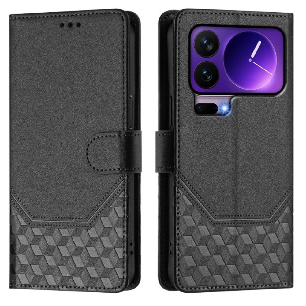 Leren Hoesje Voor Xiaomi 17 Pro Rfid-blokkering En Honingraatpatroon