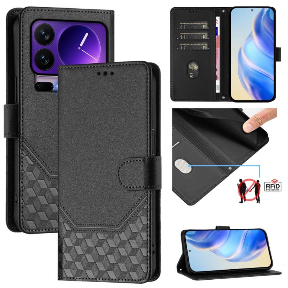 Leren Hoesje Voor Xiaomi 17 Pro Rfid-blokkering En Honingraatpatroon