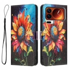 Leren Hoesje Voor Xiaomi 17 Pro Zonnebloem