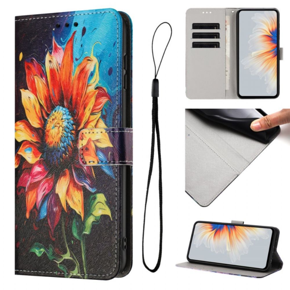 Leren Hoesje Voor Xiaomi 17 Pro Zonnebloem