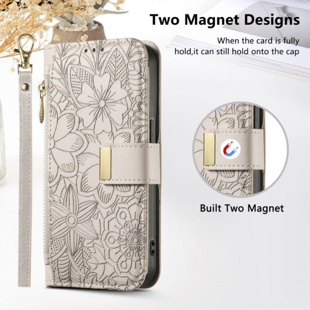 Leren Hoesje Xiaomi 17 Pro Bloemen- En Bladpatroon Bescherming Hoesje