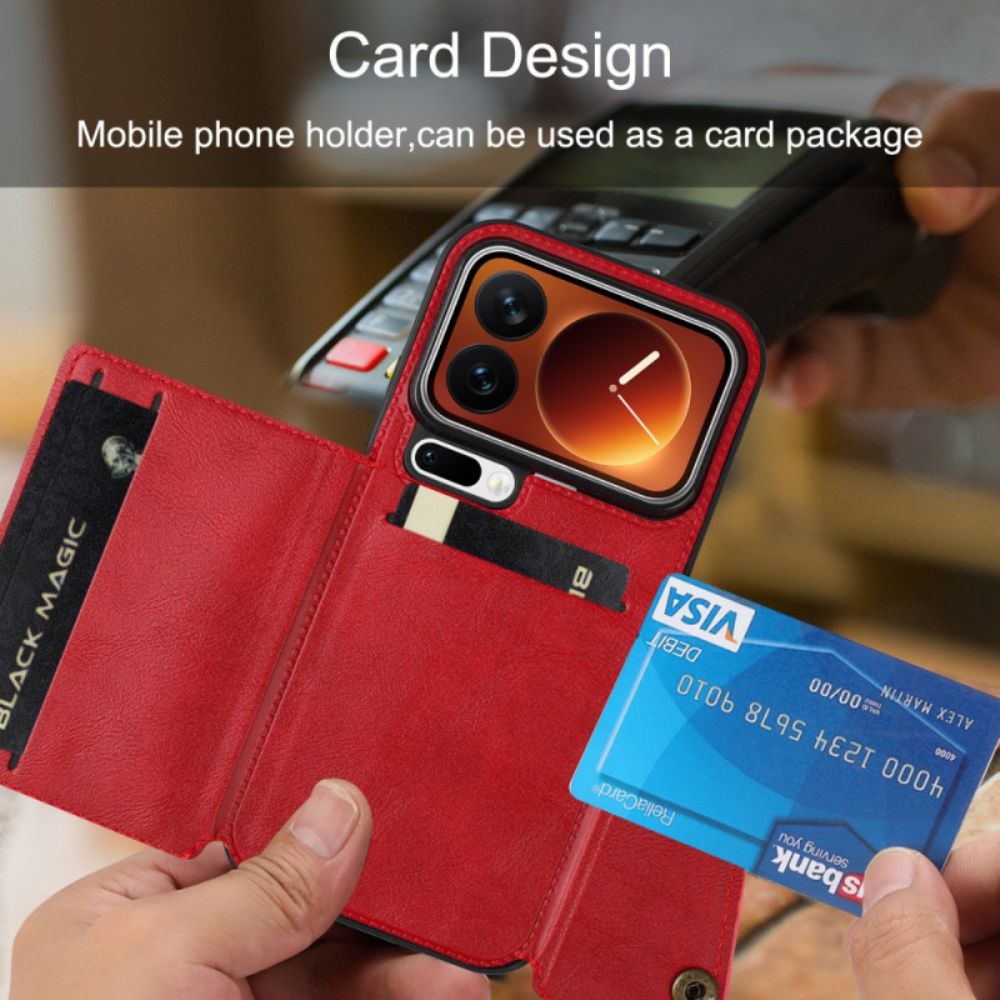 Leren Hoesje Xiaomi 17 Pro Kaarthouder En Standaard Bescherming Hoesje