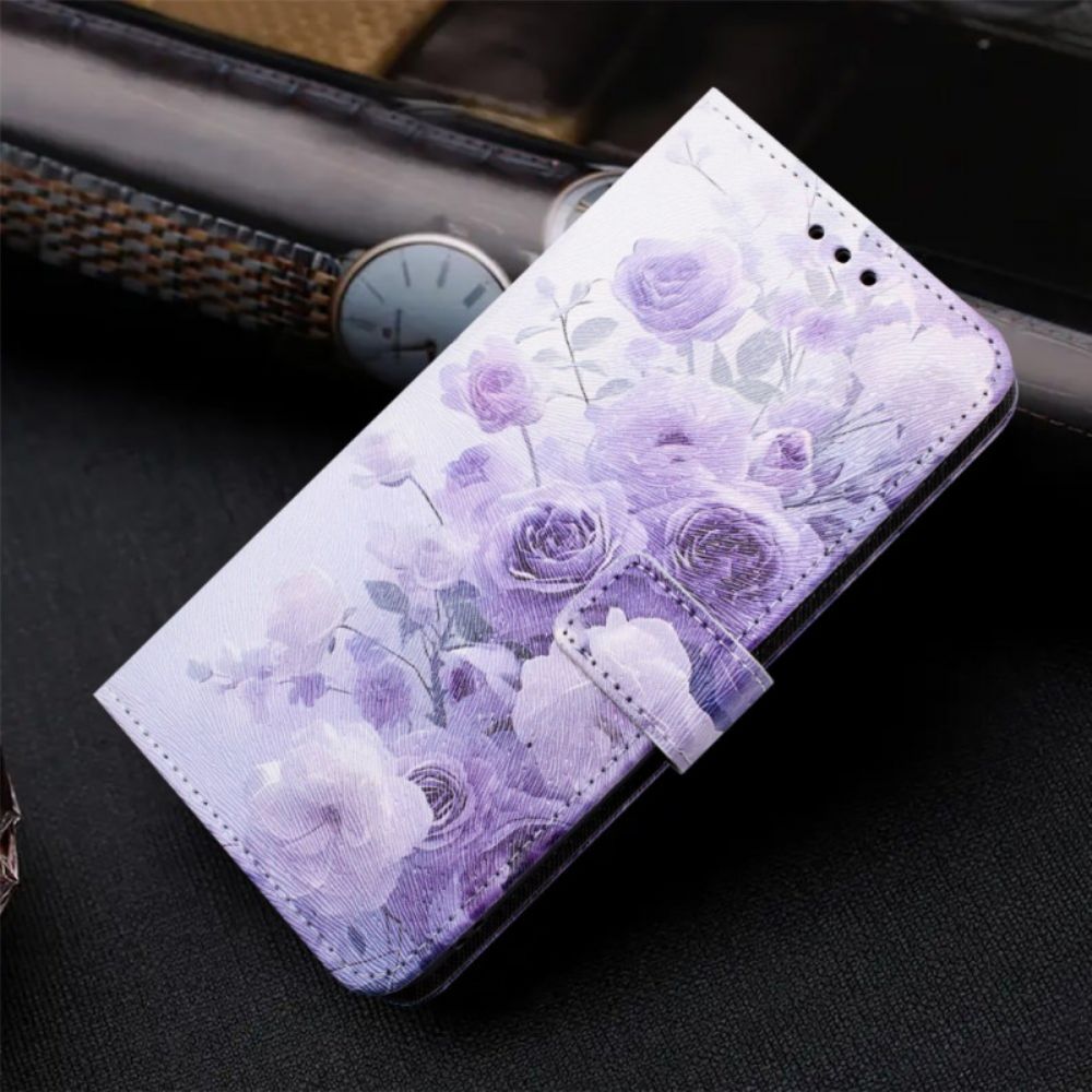 Leren Hoesje Xiaomi 17 Pro Paarse Rozen