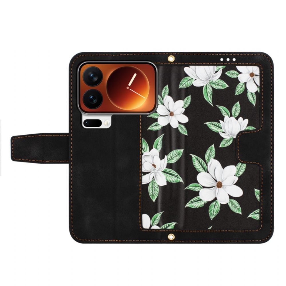 Leren Hoesje Xiaomi 17 Pro Portemonnee Met Bloemenpatroon Bescherming Hoesje