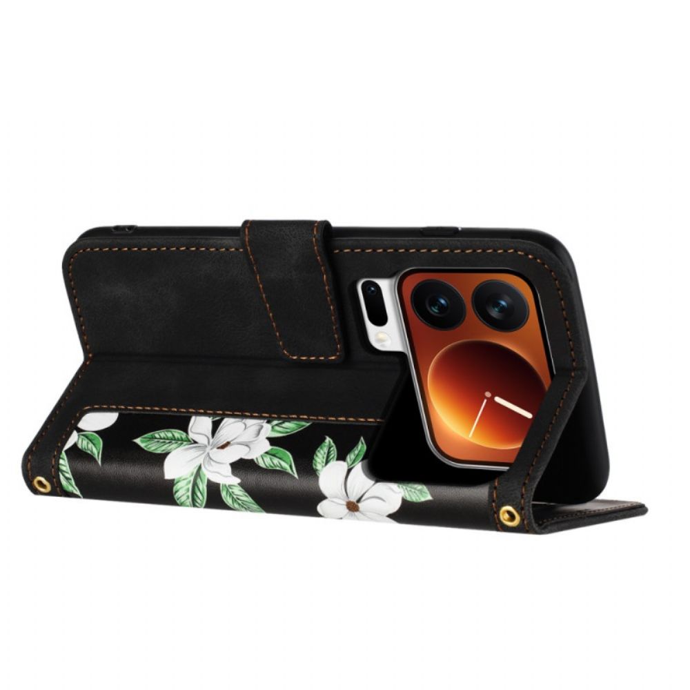 Leren Hoesje Xiaomi 17 Pro Portemonnee Met Bloemenpatroon Bescherming Hoesje