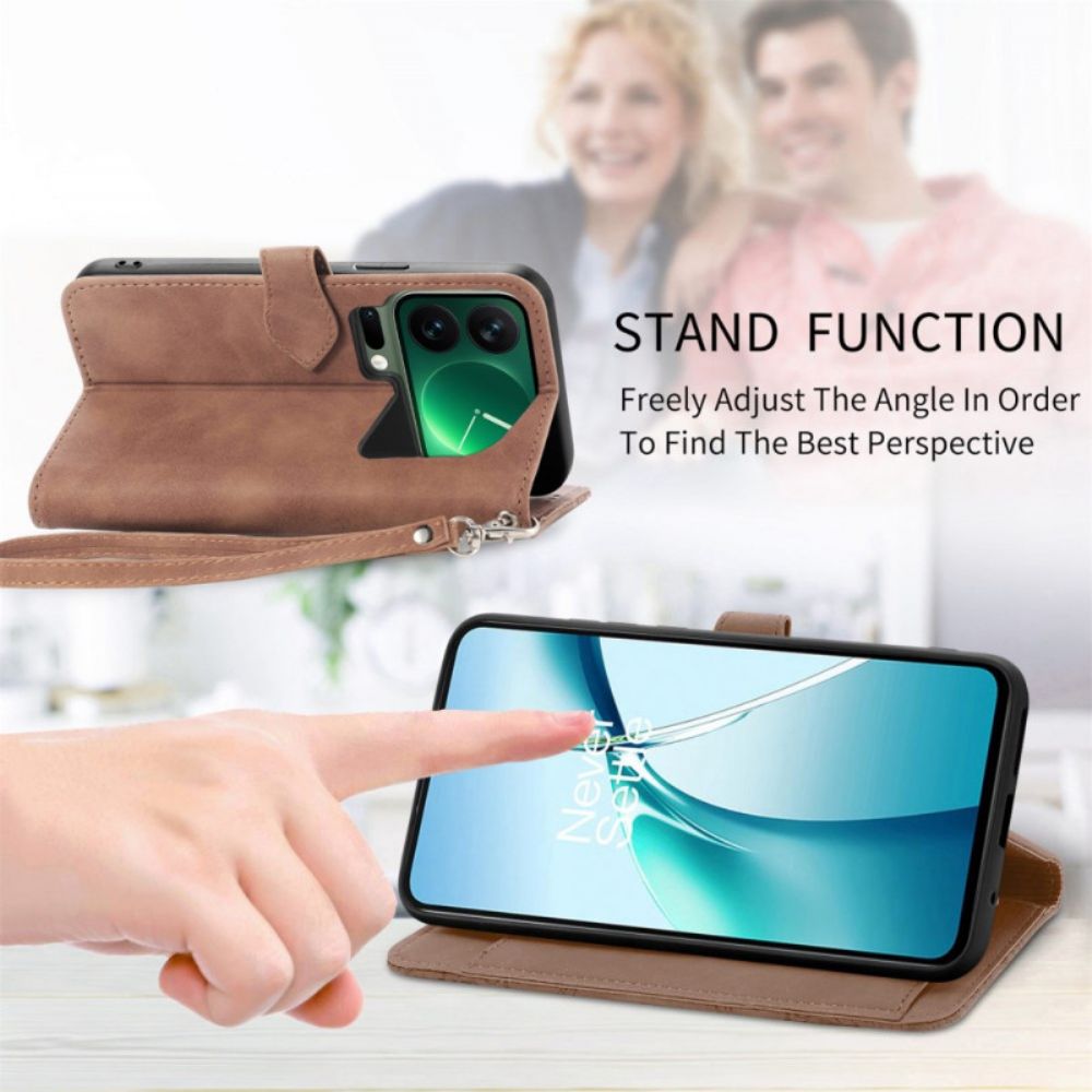 Leren Hoesje Xiaomi 17 Pro Portemonnee Met Kantpatroon Bescherming Hoesje