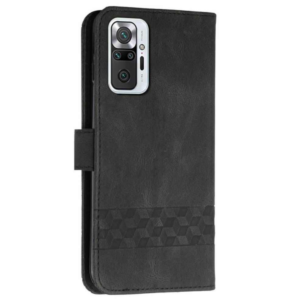 Flip Case voor Xiaomi Redmi Note 10 Pro Met Ketting Geometrische Strookrand